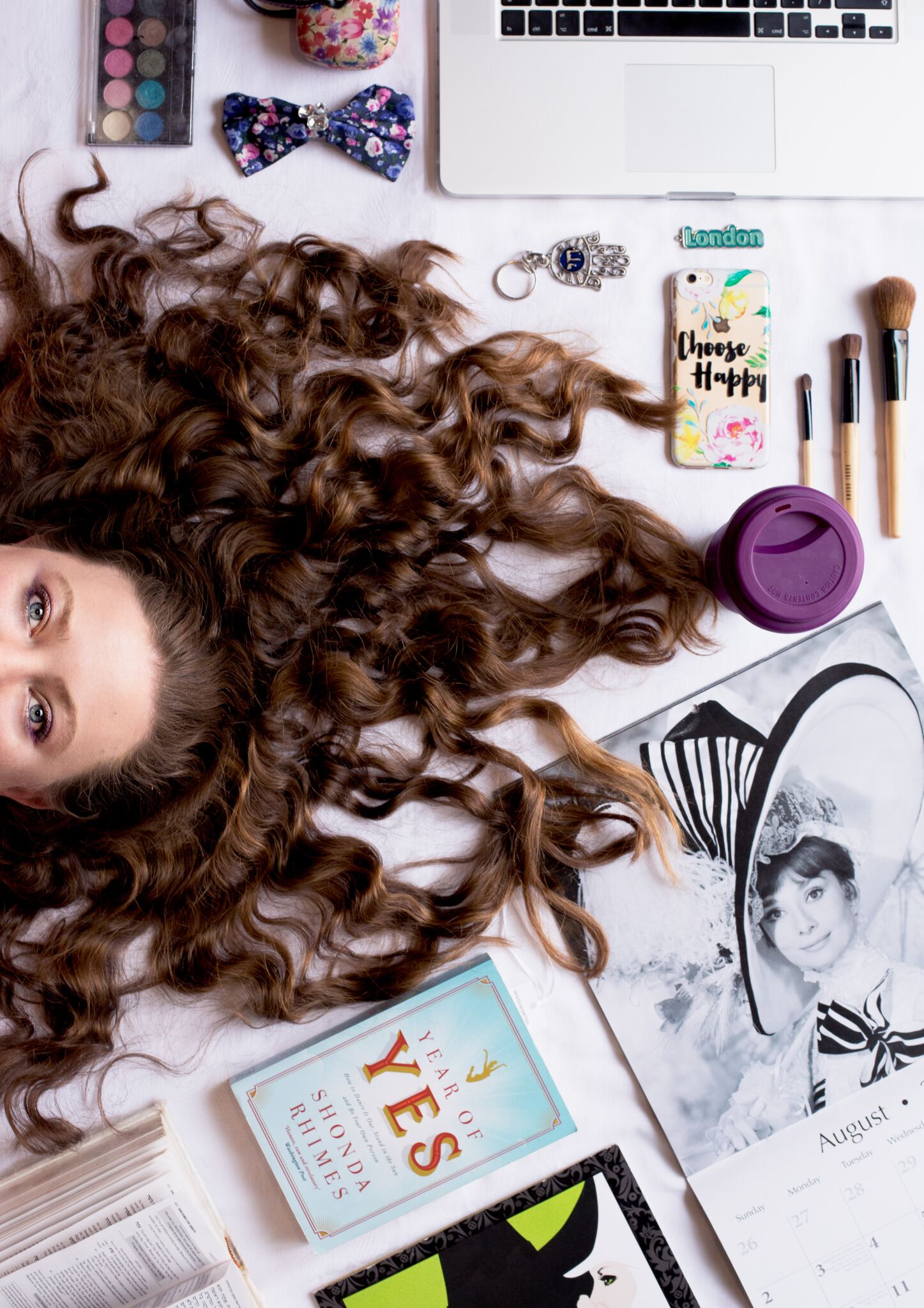 Styled creative flatlay with beauty and lifestyle props